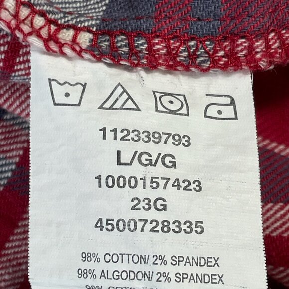 Lee Men's Flannel Shirt Red White Plaid Men's Sz L Cotton Button-Up Casual Warm - Picture 10 of 10